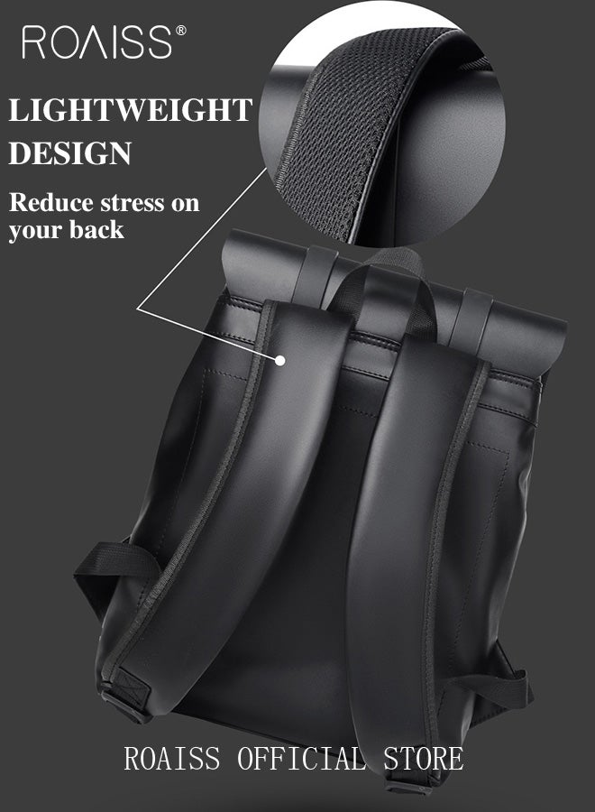 Unisex Multifunctional Backpack PU Waterproof Fabric Large Capacity Student Bookbag Business Commute Laptop Bag Short Trip Travel Rucksack