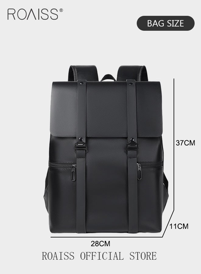 Unisex Multifunctional Backpack PU Waterproof Fabric Large Capacity Student Bookbag Business Commute Laptop Bag Short Trip Travel Rucksack