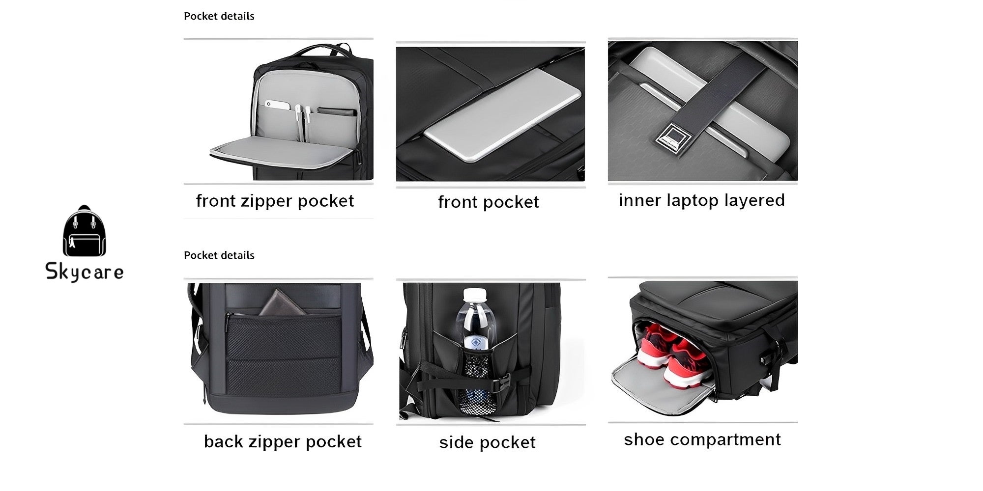 Skycare Large Carry On Backpack for Women and Men  Airline Approved Waterproof Business Laptop Daypack and Gym Bag