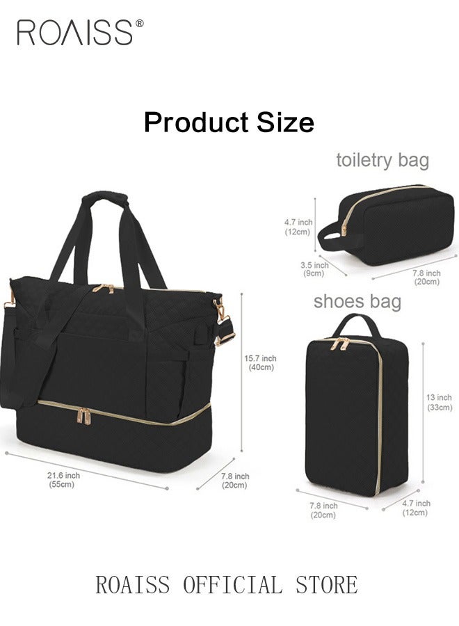 Large Capacity Duffle Bag and 2 Small Zipper Pouch Bag Combination Set Unisex Multi-Functional Waterproof Shoulder Crossbody Bags Sets for Travel Business Trip or Gym Suitable for both Women and Men