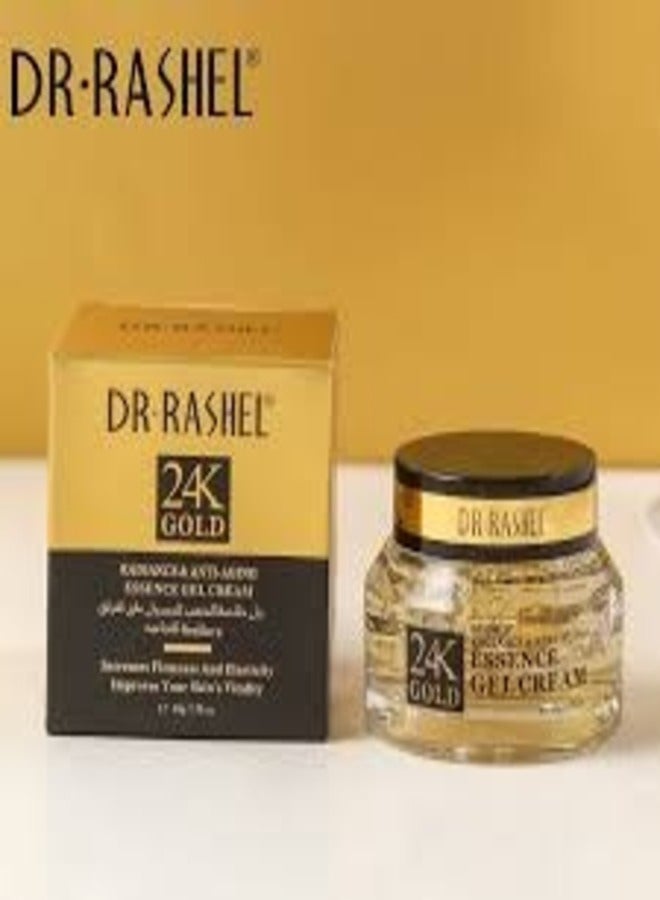 Dr. Rashel 24K Gold Radiance And Anti-Aging Essence Cream 50g and 24k Gold Collagen Anti-Wrinkle Gel Cream, FACIAL MILK CLEANSER 100ML with Eye Gel Cream (set of 4)