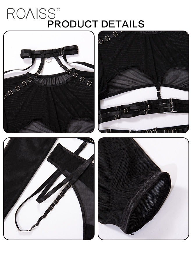 Multi-Piece Set Of Split Spliced Underwear Adjustable Shoulder Straps Hollow Design See-Through Nightclub Hot Underwear