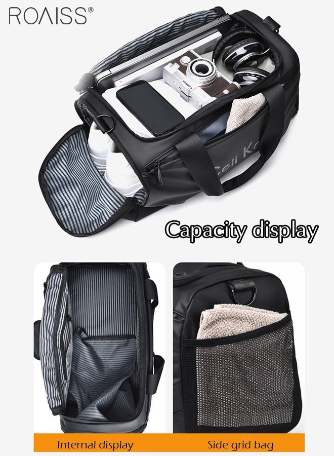 Large-Capacity Wet And Dry Travel Tote Bag Adjustable Detachable Shoulder Strap Gym Bag Independent Shoe Compartment Duffel Bag.