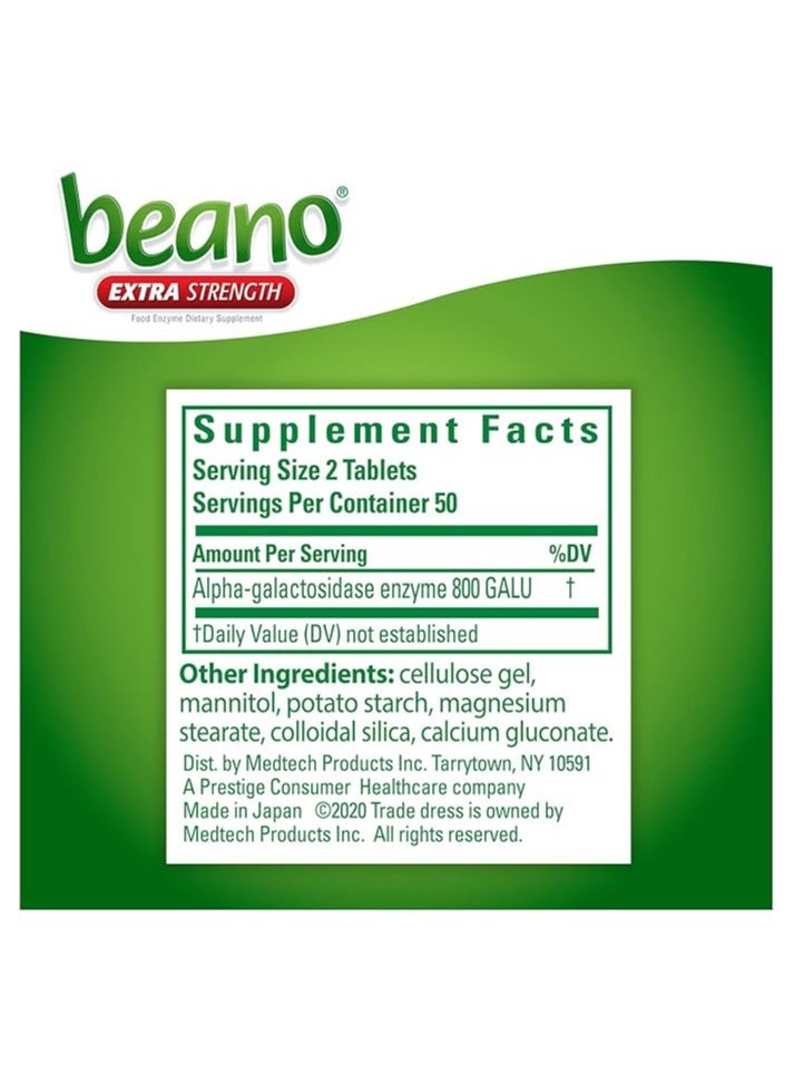 Beano Food Enzyme Dietary Supplement  100 Tablets