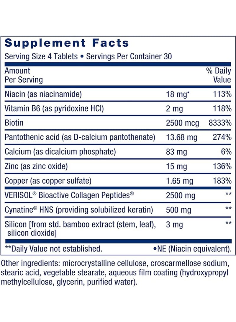 Hair, Skin And Nails Rejuvenation Formula With Verisol - 120 Tablets