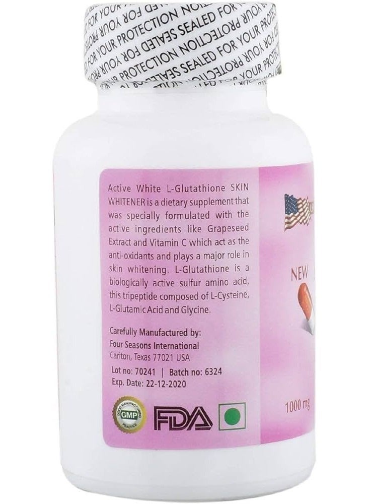 ACTIVE WHITE GLUTATHIONE – SKIN WHITENING PILLS 60 CAPSULES