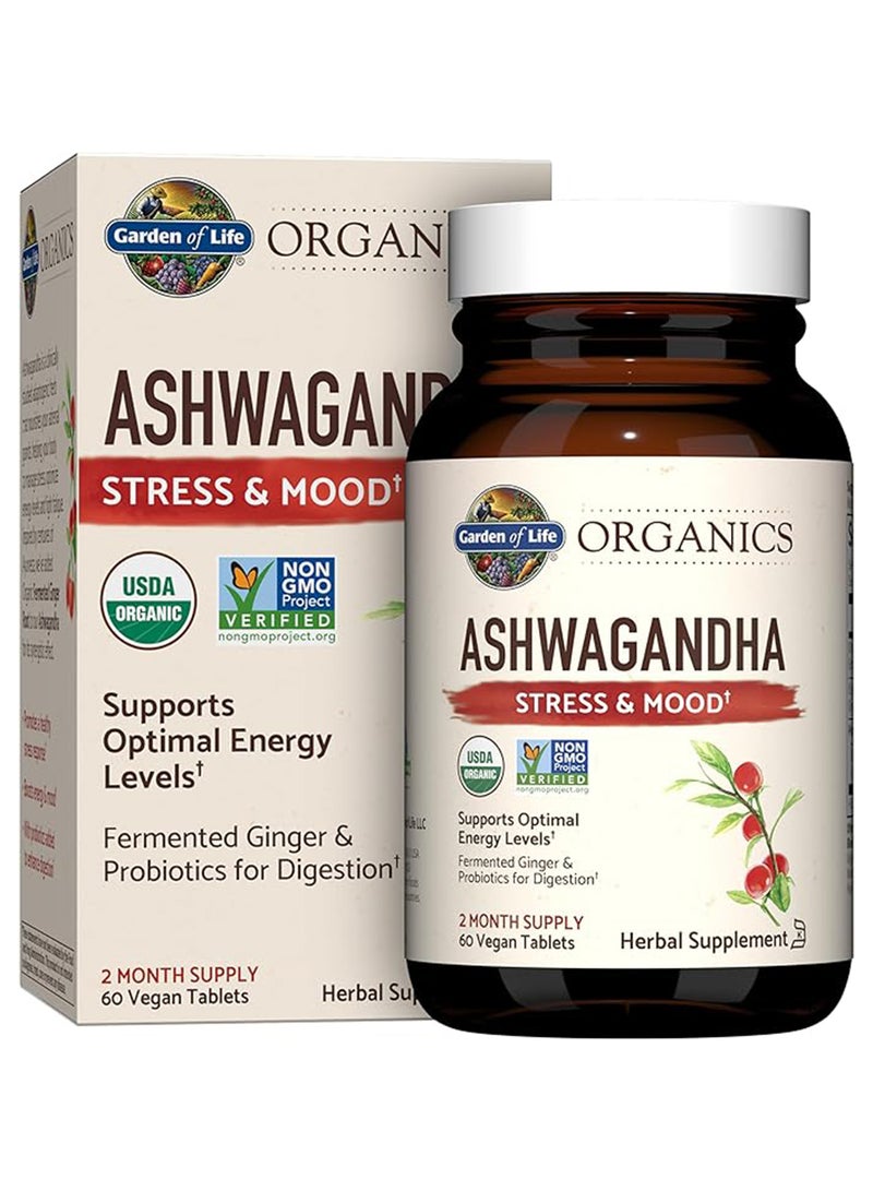 Garden of Life Organics Ashwagandha Stress-Mood 60 Vegan Tablets