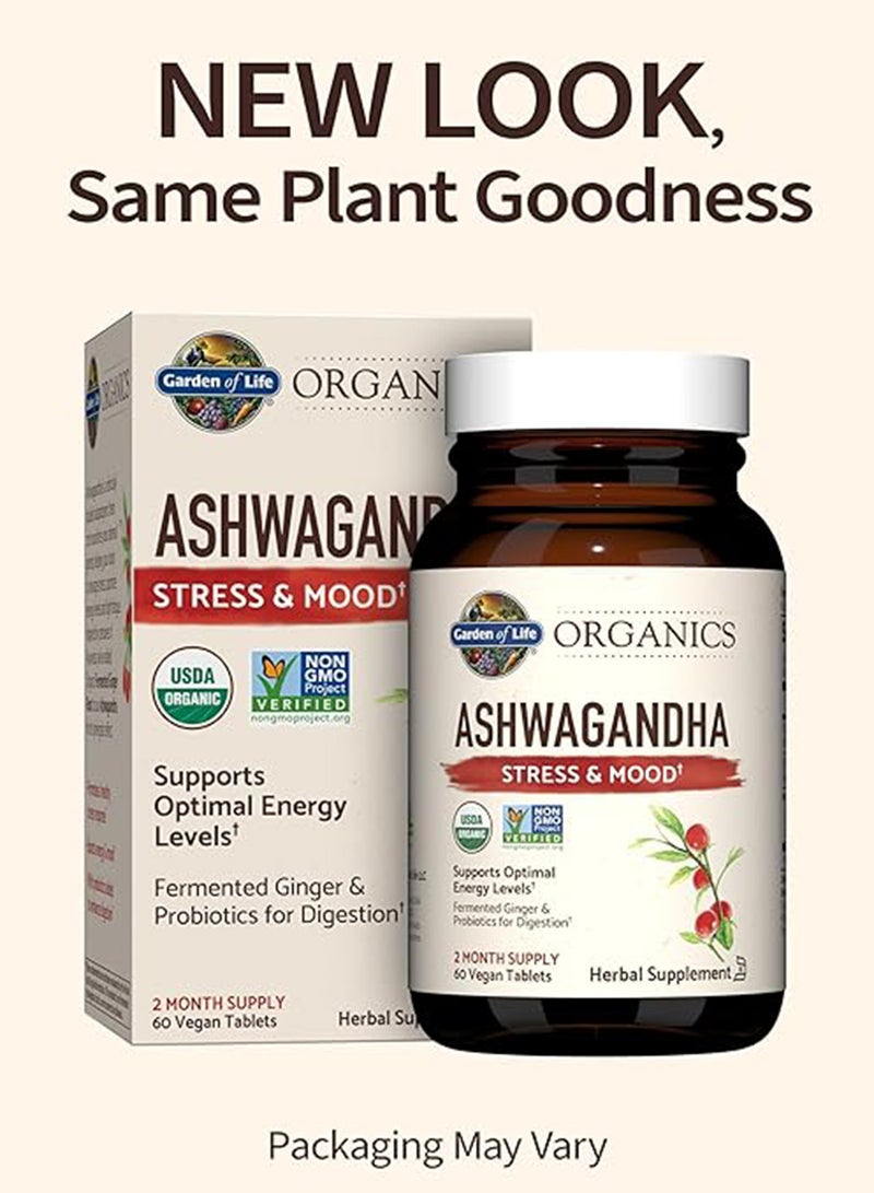 Garden of Life Organics Ashwagandha Stress-Mood 60 Vegan Tablets