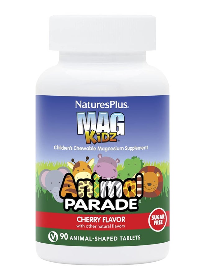 Mag Kids Animal Parade Chewable Magnesium Supplement Cherry Flavor Sugar Free 90 Animal Shaped Tablets