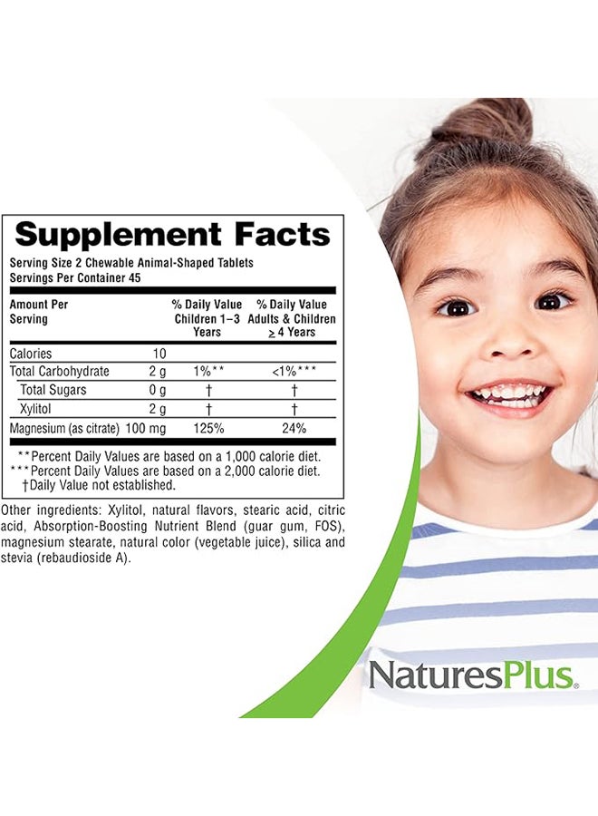 Mag Kids Animal Parade Chewable Magnesium Supplement Cherry Flavor Sugar Free 90 Animal Shaped Tablets
