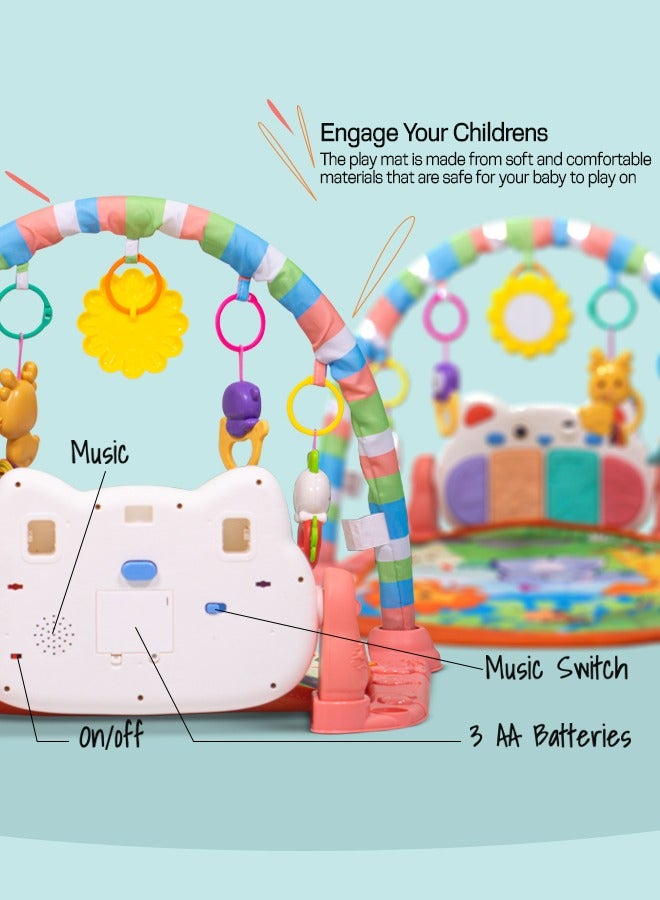 Baybee 2 in 1 Playgym for Babies, Activity Walker Play Gym for Baby with Rotating Piano, 5 Hanging Rattle Kids Toys Baby Crawling Mat for Newborn Baby Play Gym for Baby 0 to 12 Month Boy Girl