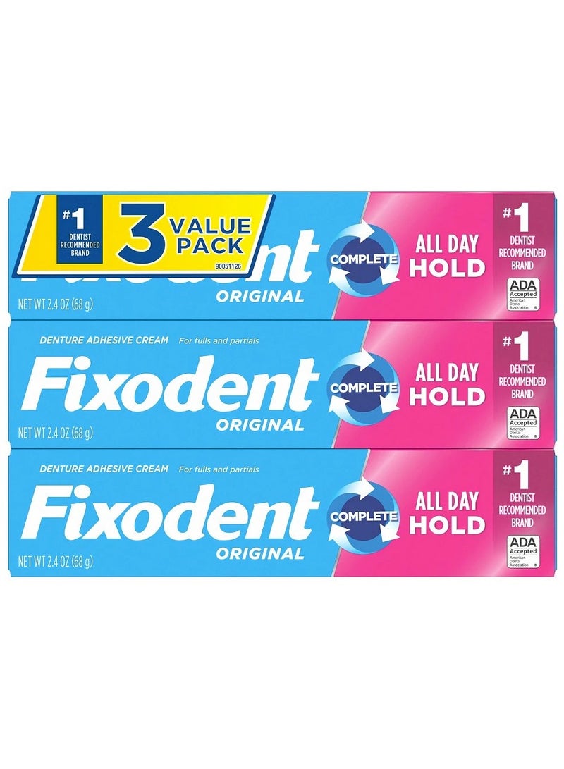 Fixodent Original Complete Denture Adhesive Cream - 2.4oz/ (68g) 3pk