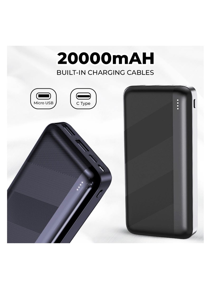 20000mAh 22.5W Fast Charging Portable Power Bank  with USB C and dual A ports for Charging iPhone, Android, AirPods, iPad & More in Elegant Black