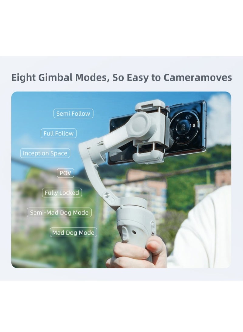 Gimbal stabilizer for Smartphones, 3-axis Phone Gimbal for Android & iPhone, Phone Stabilizer for Video Recording with Face/Object Tracking