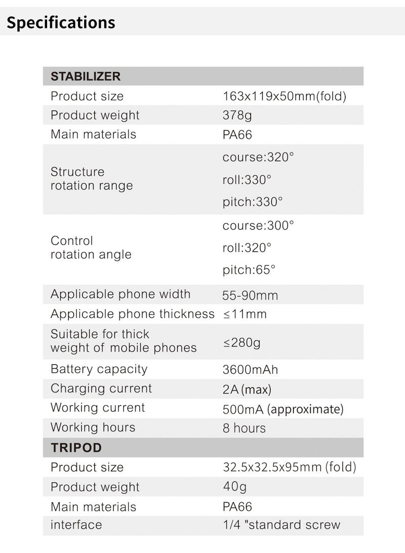 Gimbal stabilizer for Smartphones, 3-axis Phone Gimbal for Android & iPhone, Phone Stabilizer for Video Recording with Face/Object Tracking