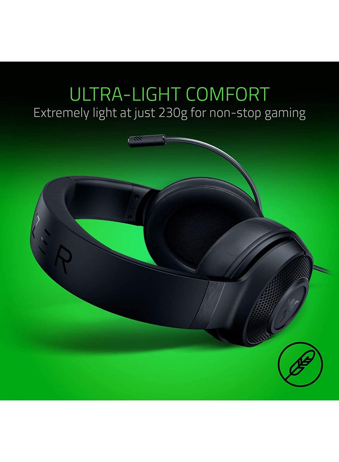 Kraken X Lite Ultralight Gaming Headset: 7.1 Surround Sound Capable - Lightweight Frame - Bendable Cardioid Microphone - for PC, Xbox, PS4, Nintendo Switch - Classic Black | RZ04-02950100-R381