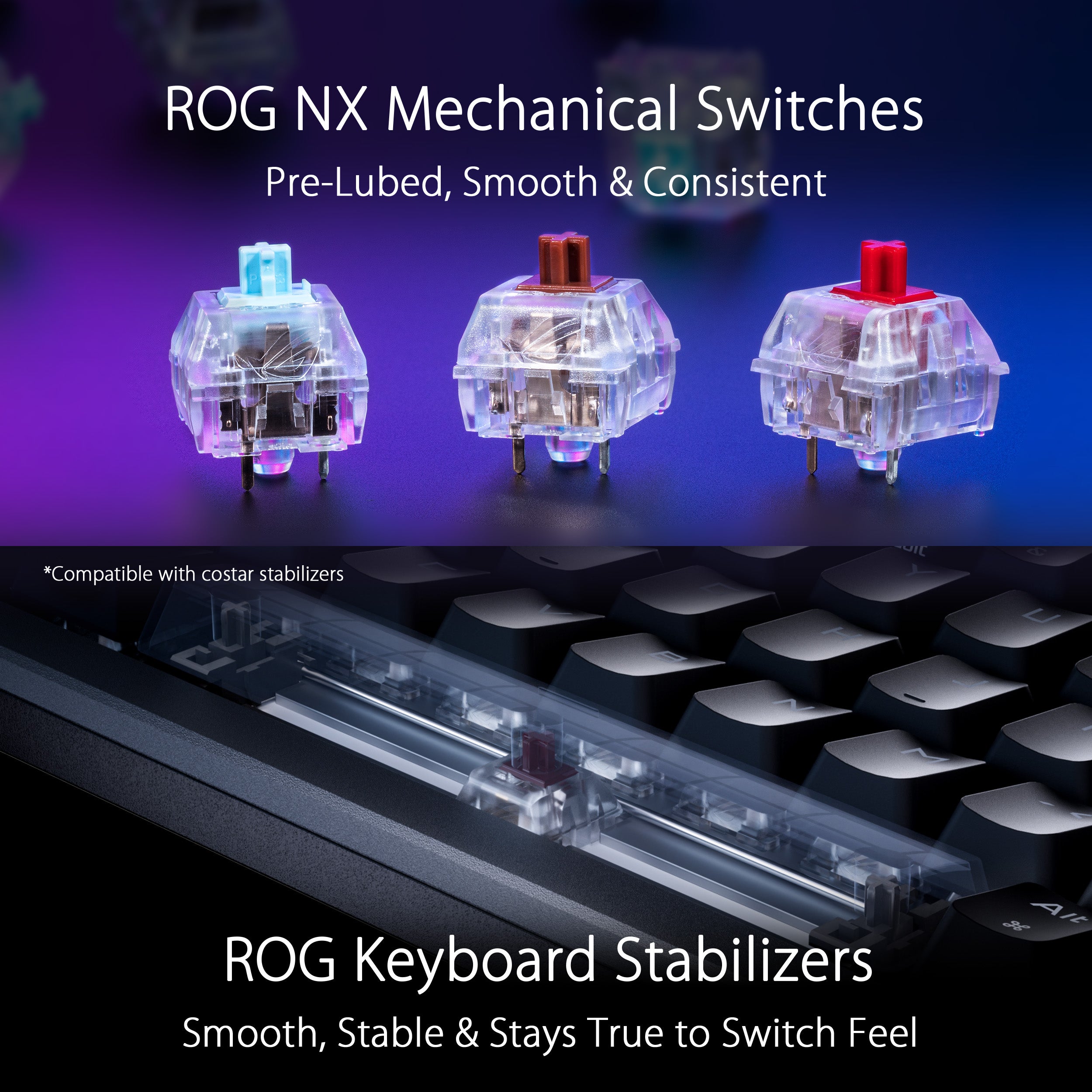 ROG Azoth 75 DIY Custom RGB Gaming Keyboard, OLED Display, Tri-mode Connection, Hot-Swappable ROG NX Red Switches & Keyboard Stabilizers, ABS Keycaps, ENG Layout, 90MP0316-BKUA01