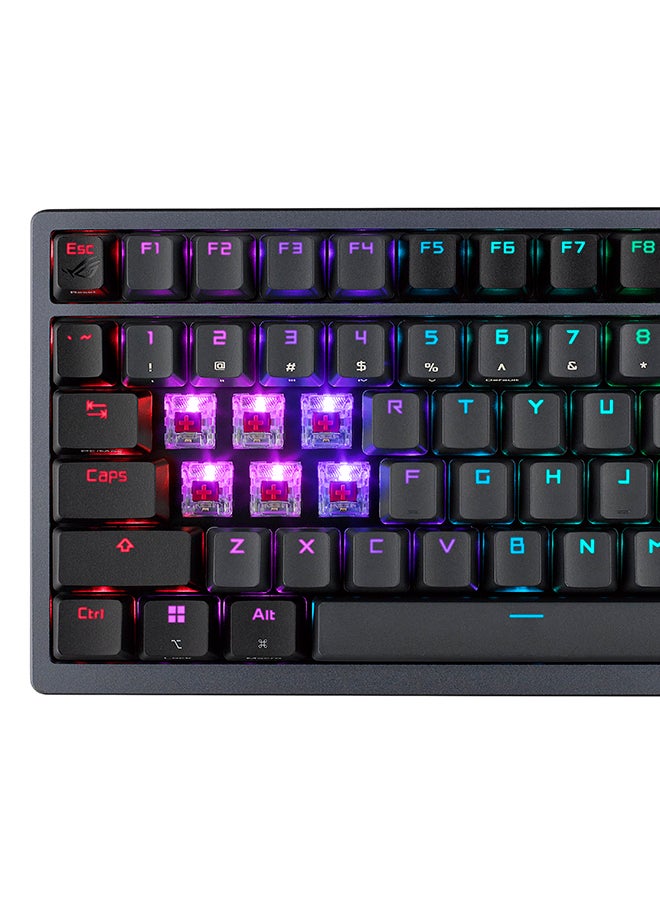 ASUS ROG Azoth 75 Wireless DIY Custom Gaming Keyboard, OLED display, Gasket-Mount, Three-Layer Dampening, Hot-Swappable Pre-lubed ROG NX Red Switches & Keyboard Stabilizers, PBT Keycaps, RGB, US layout