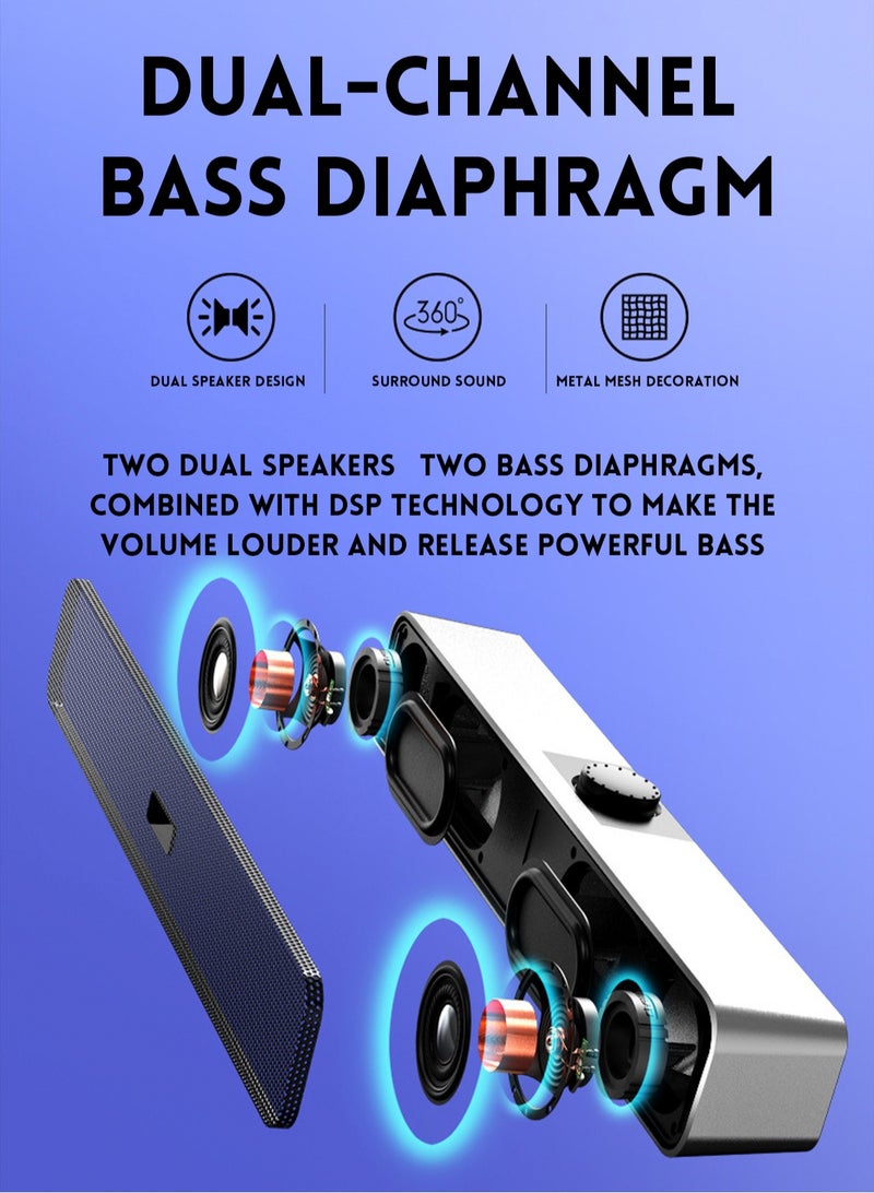 Computer Speakers with 3.5 mm Aux, Small PC Speakers Powered by USB, Wired USB Desktop Speaker, USB Soundbar for Monitor, Mini Stereo Speaker for PC, Tablets, Laptop, Tablets, Xbox, Plug and Play