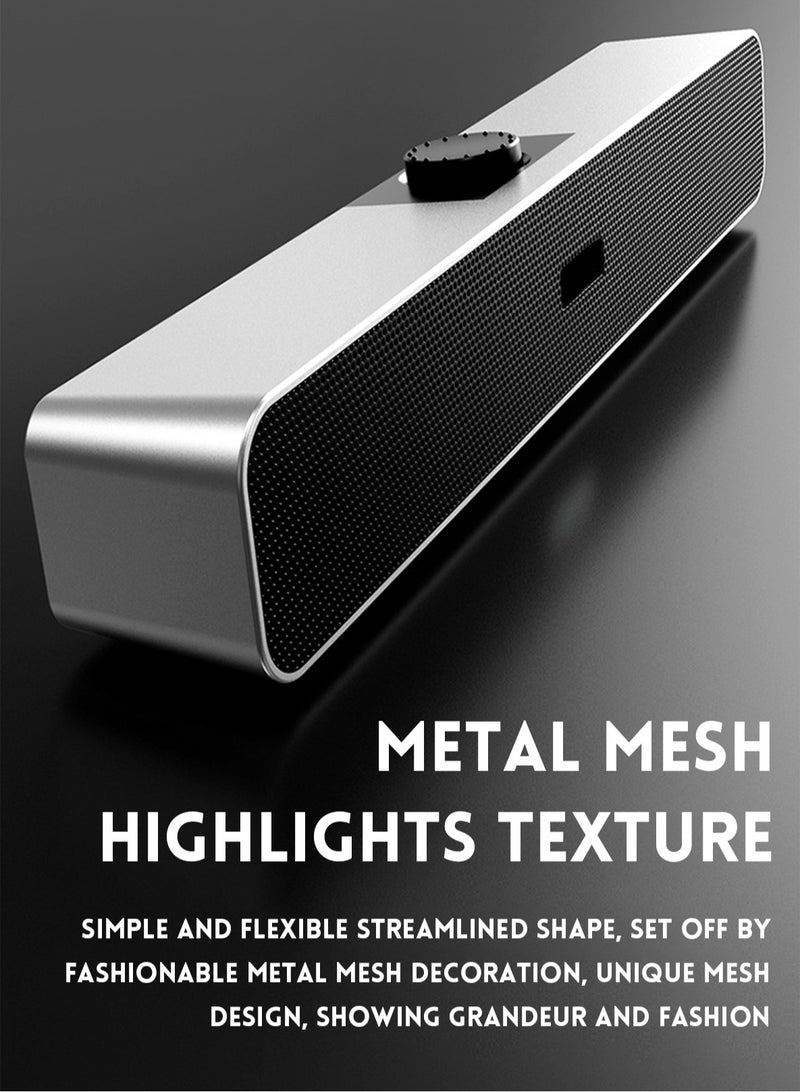 Computer Speakers with 3.5 mm Aux, Small PC Speakers Powered by USB, Wired USB Desktop Speaker, USB Soundbar for Monitor, Mini Stereo Speaker for PC, Tablets, Laptop, Tablets, Xbox, Plug and Play