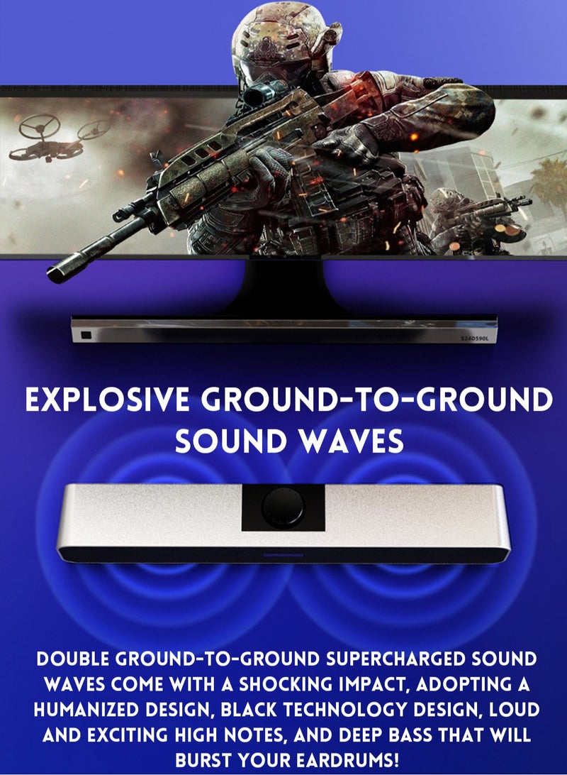 Computer Speakers with 3.5 mm Aux, Small PC Speakers Powered by USB, Wired USB Desktop Speaker, USB Soundbar for Monitor, Mini Stereo Speaker for PC, Tablets, Laptop, Tablets, Xbox, Plug and Play