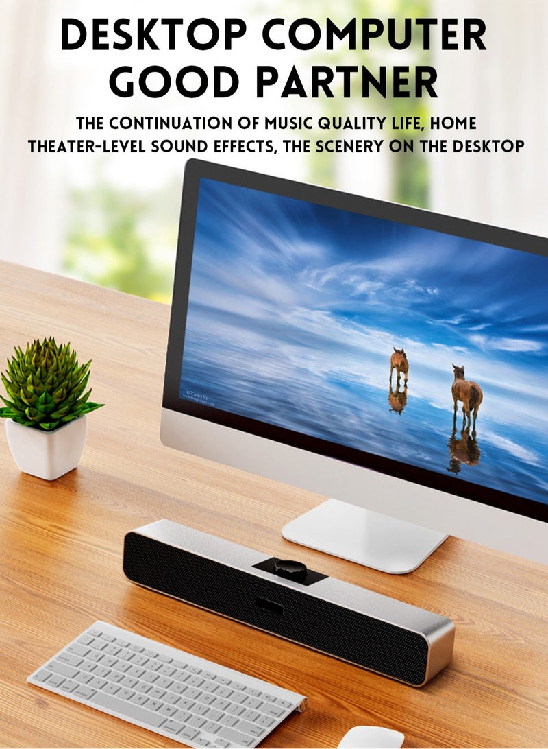 Computer Speakers with 3.5 mm Aux, Small PC Speakers Powered by USB, Wired USB Desktop Speaker, USB Soundbar for Monitor, Mini Stereo Speaker for PC, Tablets, Laptop, Tablets, Xbox, Plug and Play