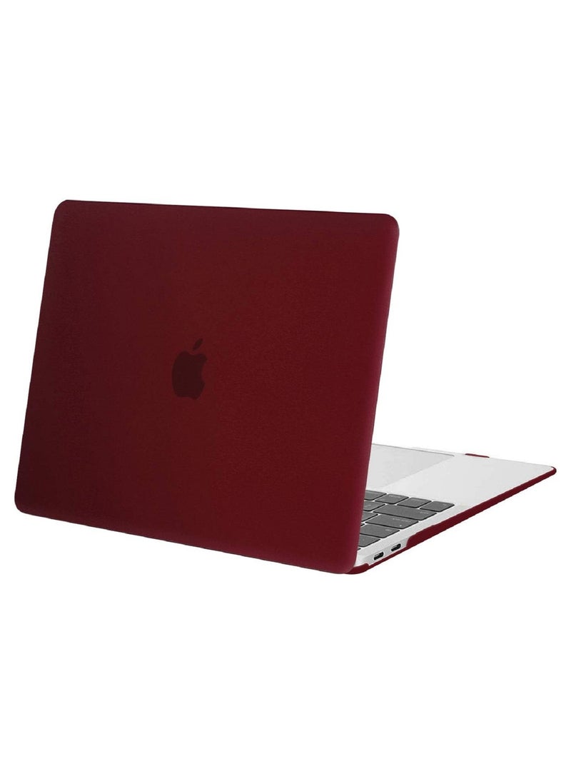 Protective Hard Shell Case Cover For MacBook Air 13 Inch With Retina Display and Touch ID Model A1932/A2179/A2337 M1 Released 2018/2019/2020 Wine Red