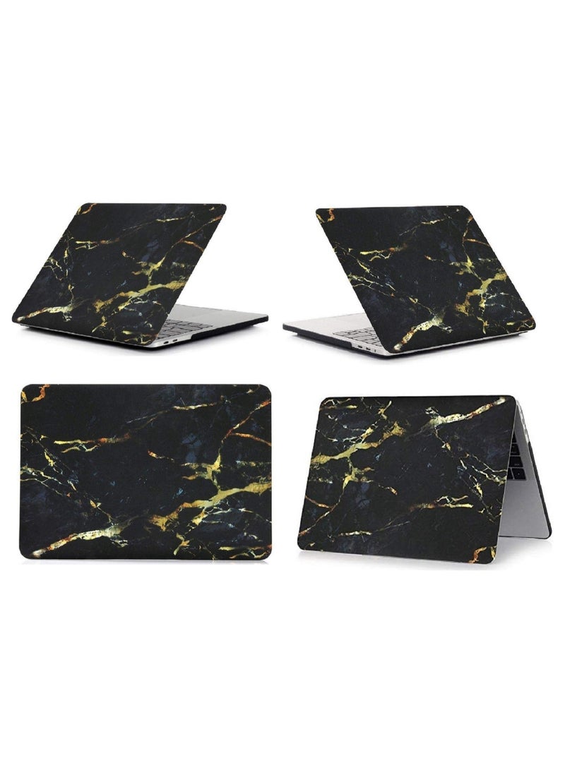 Protective Hard Shell Case Cover Compatible with MacBook Pro 16-Inch Model: A2141 (MVVJ2xx/A, MVVK2xx/A, MVVL2xx/A, MVVM2xx/A) Retina Display with Touch Bar Touch ID, Black Yellow Marble