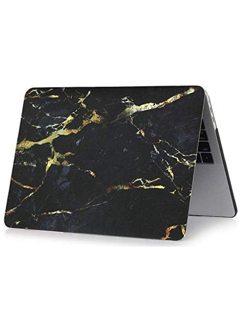 Protective Hard Shell Case Cover Compatible with MacBook Pro 16-Inch Model: A2141 (MVVJ2xx/A, MVVK2xx/A, MVVL2xx/A, MVVM2xx/A) Retina Display with Touch Bar Touch ID, Black Yellow Marble