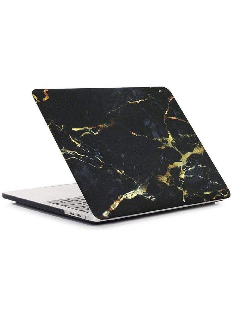 Protective Hard Shell Case Cover Compatible with MacBook Pro 16-Inch Model: A2141 (MVVJ2xx/A, MVVK2xx/A, MVVL2xx/A, MVVM2xx/A) Retina Display with Touch Bar Touch ID, Black Yellow Marble