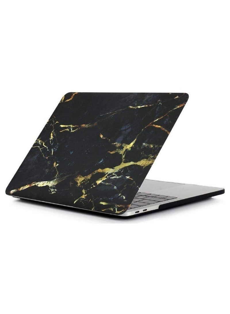 Protective Hard Shell Case Cover Compatible with MacBook Pro 16-Inch Model: A2141 (MVVJ2xx/A, MVVK2xx/A, MVVL2xx/A, MVVM2xx/A) Retina Display with Touch Bar Touch ID, Black Yellow Marble