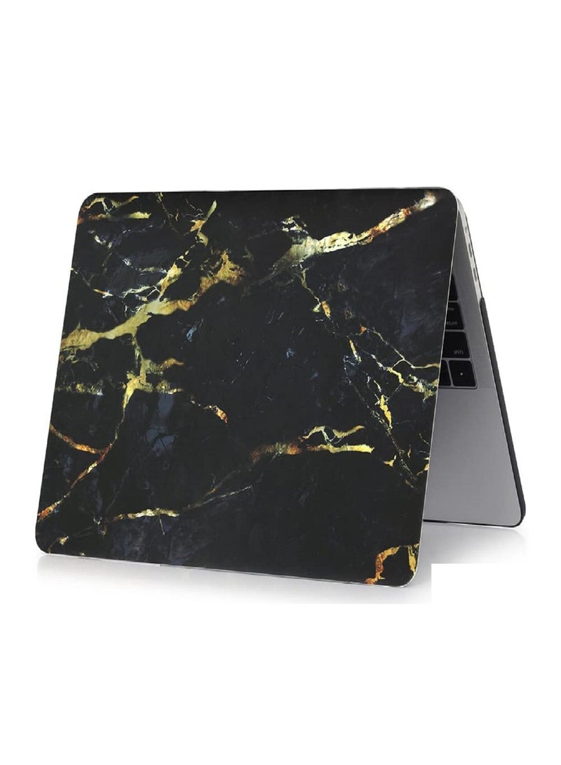 Hard Shell Case and Screen Protector Compatible with MacBook Pro 16-Inch Model: A2141 (MVVJ2xx/A, MVVK2xx/A, MVVL2xx/A, MVVM2xx/A) Retina Display with Touch Bar Touch ID, Black Gold Marble