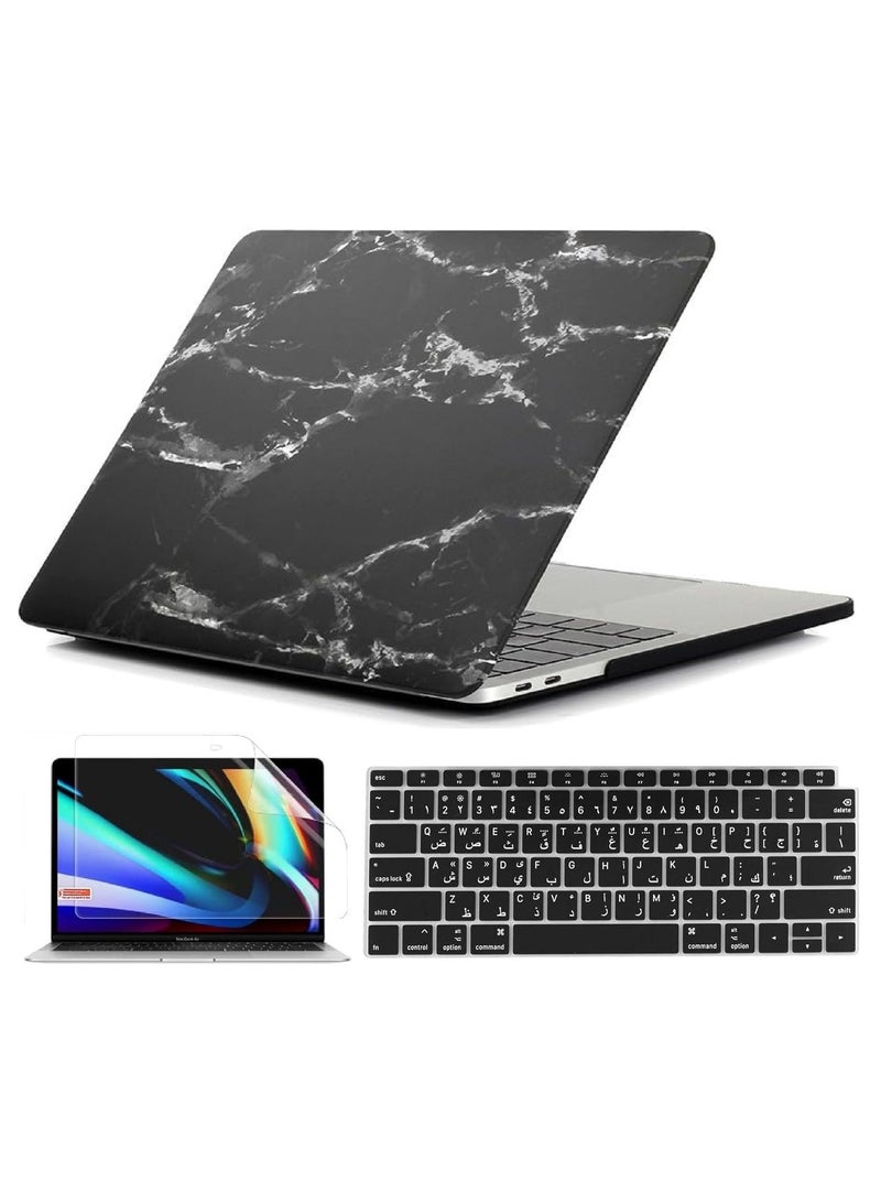 Plastic Hard Shell Case & US Version Arabic English Keyboard Cover & Screen Protector Only Compatible with MacBook Air 13