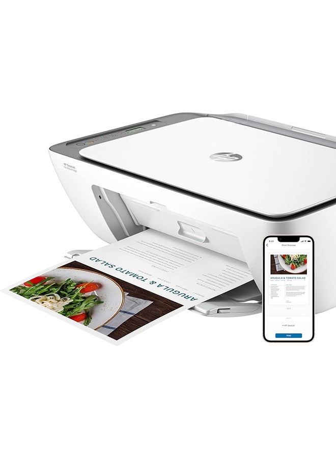 DeskJet Ink Advantage 2876 Wireless, Print, Scan, Copy, All-in-One Printer - Cement [6W7E6C] White