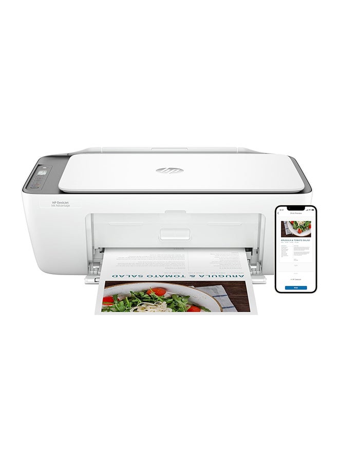 DeskJet Ink Advantage 2876 Wireless, Print, Scan, Copy, All-in-One Printer - Cement [6W7E6C] White