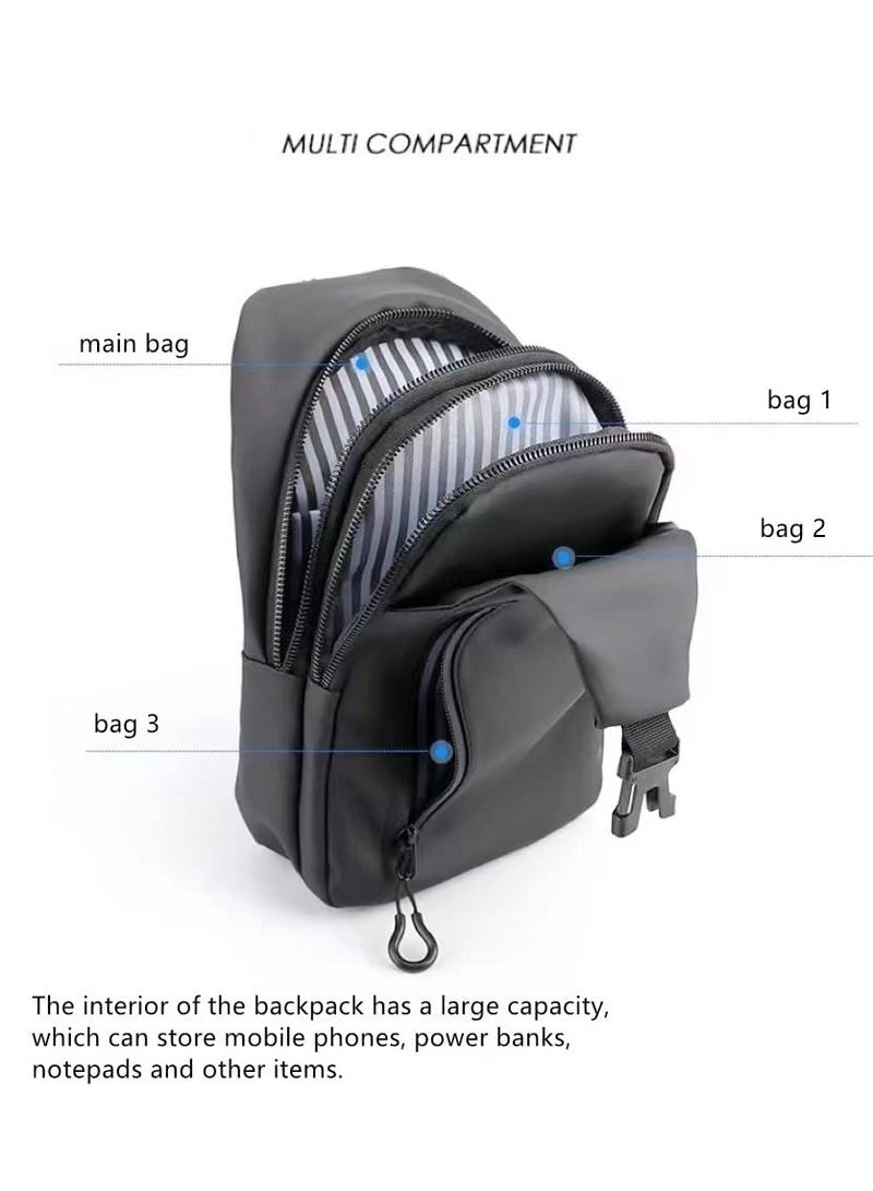 Skycare Sling Crossbody Bag Small Shoulder Backpack for Men Waterproof Slim Chest Bags Casual Daypack for Travel Cycling