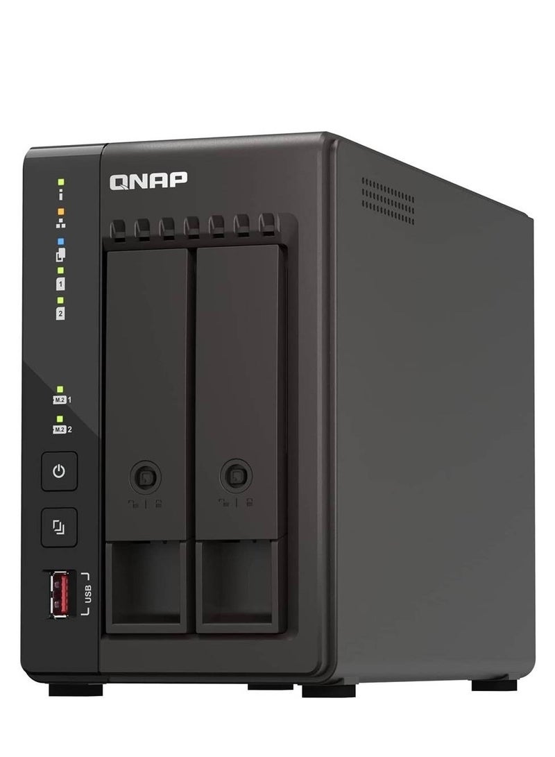 QNAP TS-253E 2 Bay High-Performance Desktop NAS, Intel Celeron J6412 Processor, 8 GB DDR4 RAM, 2 x 3.5