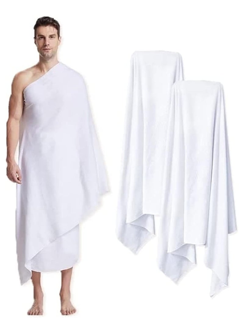 Original Men's Hajj Umrah clothing Ahram 100% Cotton Super Soft 2 Pcs Towel Set (top and Bottom) 110X210inch New Dry Fast Microfiber Woven Technology.AND Ahrams Waterproof Belt.WEIGHT 1000 GRAMS