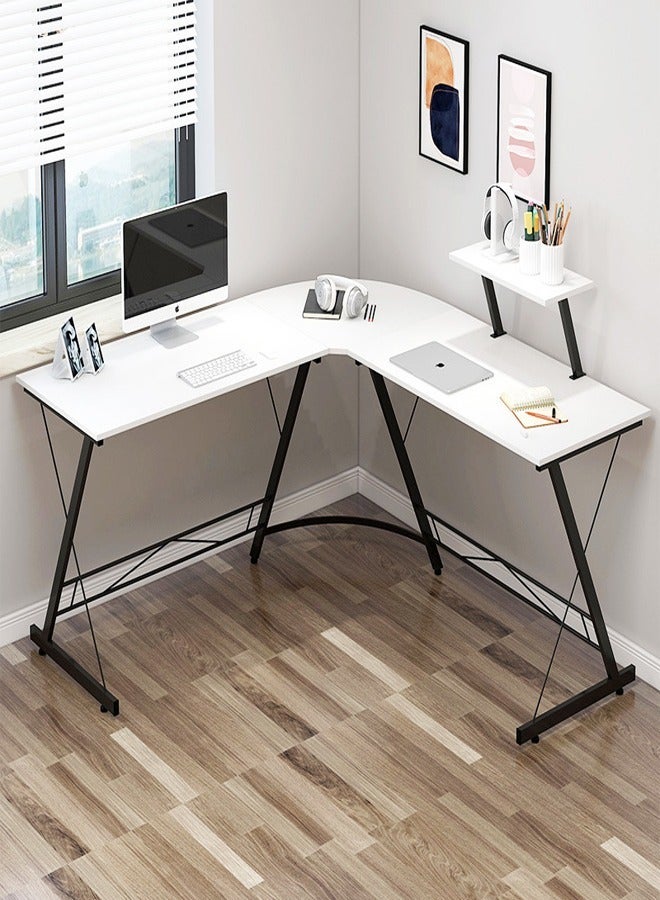 Multipurpose Use L-Shaped Gaming Desk Computer Table with Large Monitor Stand Ergonomic Writing Workstation Corner Office Desk Sturdy Home Office Desk for Gaming Study Work 258x46x74 cm