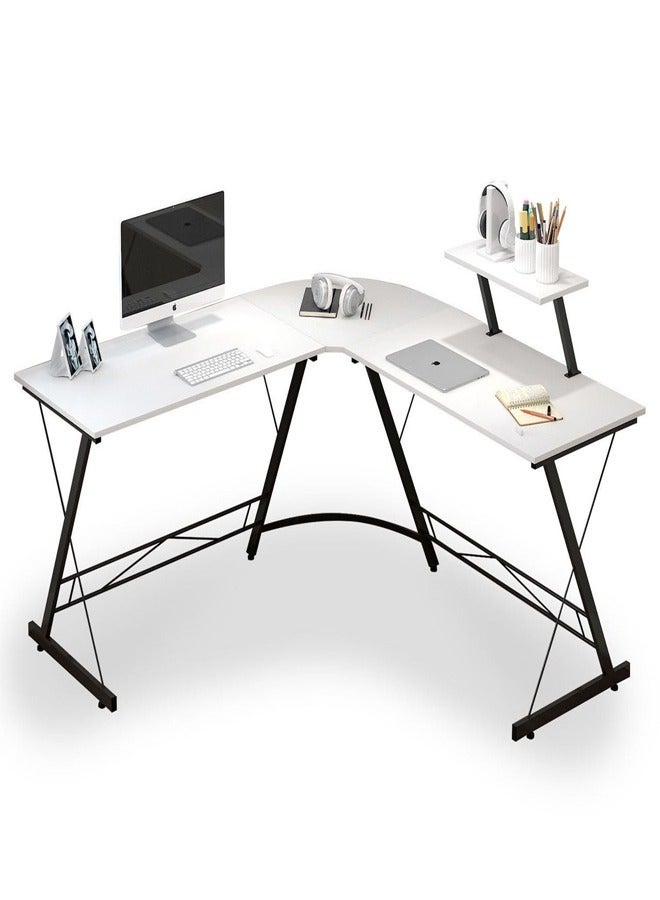 Multipurpose Use L-Shaped Gaming Desk Computer Table with Large Monitor Stand Ergonomic Writing Workstation Corner Office Desk Sturdy Home Office Desk for Gaming Study Work 258x46x74 cm