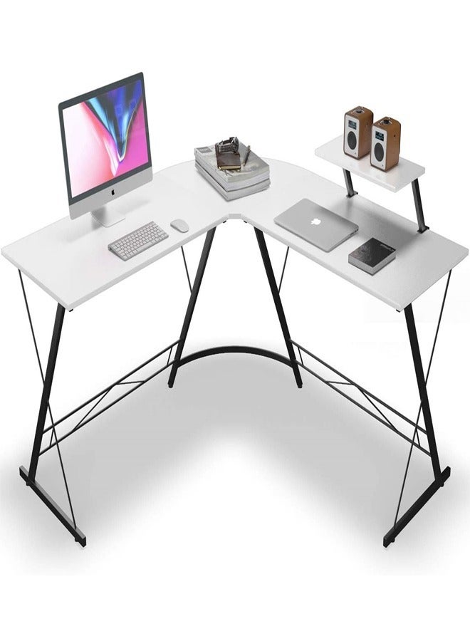 Multipurpose Use L-Shaped Gaming Desk Computer Table with Large Monitor Stand Ergonomic Writing Workstation Corner Office Desk Sturdy Home Office Desk for Gaming Study Work 258x46x74 cm