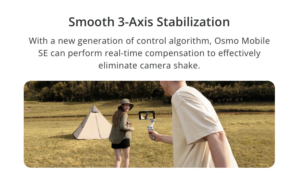 OSMO Mobile SE Intelligent Gimbal, 3-Axis Phone Gimbal, Android And iPhone Gimbal, Vlogging Stabilizer YouTube And TikTok Videos, UAE Version With Official Warranty Support-DJI-ZM500SE