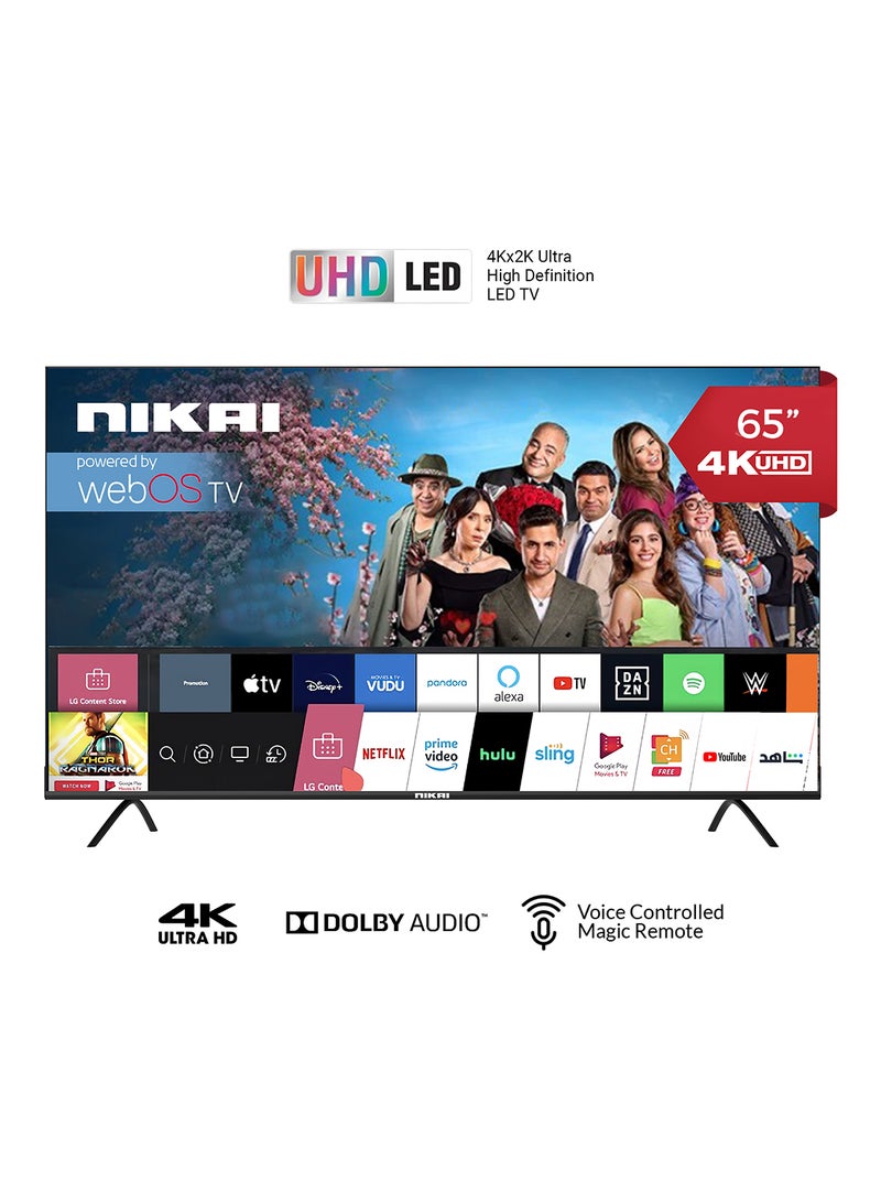 65 Inch UHD LED WebOS Smart Tv Platinum Series, Magic Remote, Cinema Screen Design 4K Ultra HDR, Dolby Audio, Smart Voice Control, Apps YouTube, Netflix, Shahid NIK65MEU4STN Grey