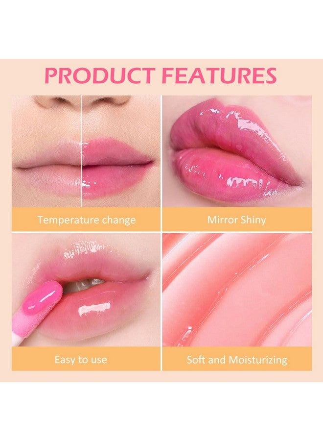 3Pcs Capsule Color Changing Lip Gloss Tinted Pink Plumping Magic Mood Lipstick Lip Glaze Highshine Clear Lip Stain Lip Balm Lip Care Longlasting Moisturizing Lip Glow Oil