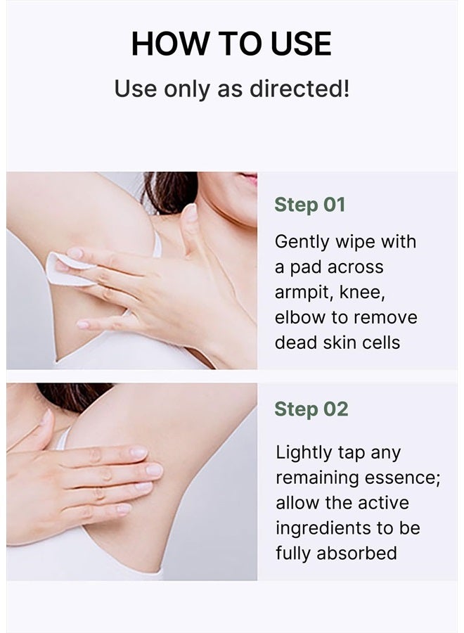 Ji.Woo.Gae ONE STEP Body Brightening Pad | Exfoliating Pad for Body, For Armpit Under Arm, Knee & Elbow, with Green Tea & White Truffle,110ml (60 pads)