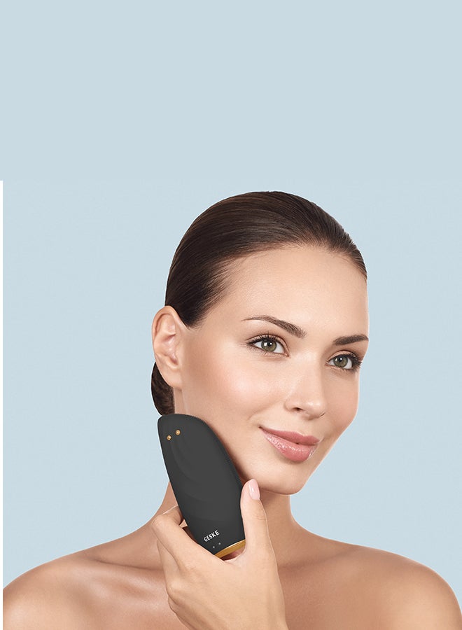 SmartAppGuided Sonic Thermo Facial Brush & Face Lifter 8 in 1 Skin Cleaning & Anti-Wrinkles Electric Cleaning Brush Made of Silicone Face Massager Cleansing & Anti-Ageing - Grey