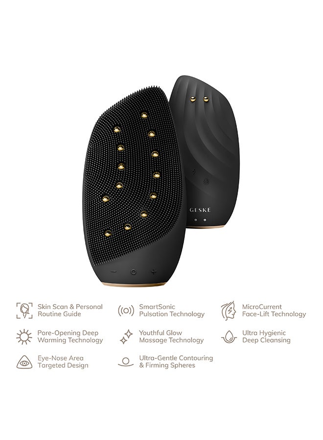 SmartAppGuided Sonic Thermo Facial Brush & Face Lifter 8 in 1 Skin Cleaning & Anti-Wrinkles Electric Cleaning Brush Made of Silicone Face Massager Cleansing & Anti-Ageing - Grey