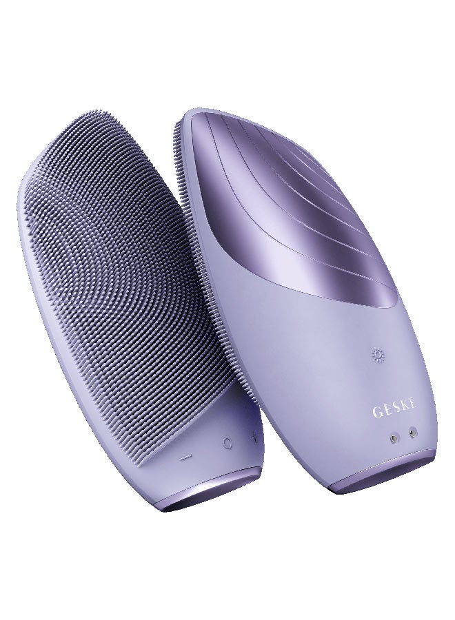 SmartAppGuided Sonic Thermo Facial Brush | 6 in 1 | Skin Cleansing | Cleansing Brush with Thermal Function | Facial Massager | Electric Facial Brush | Facial Cleansing Device - Purple