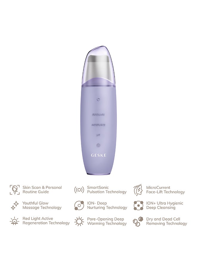 SmartAppGuided MicroCurrent Skin Scrubber & Blackhead Remover, 9 in 1, Skincare Tools, Face Cleaning, Anti Ageing and Cleansing, Professional Face Tightening, Blackhead Remover - Purple