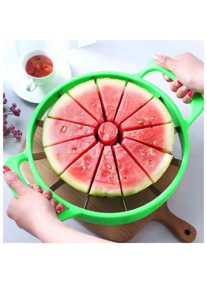 Watermelon Slicer Melon Cutter Knife stainless steel Fruit Cutting Slicer for Cantaloup Melon,Pineapple,Honeydew,Watermelon Slicer Cutter Comfort Silicone Handle